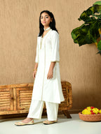 Myshka Kids Girls Calf length Embellished Kurta Set White Color | Grocsy