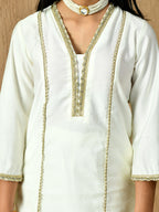 Myshka Kids Girls Calf length Embellished Kurta Set White Color | Grocsy