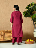 Myshka Kids Girls Calf length Embellished Kurta Set Magenta Color | Grocsy