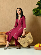Myshka Kids Girls Calf length Embellished Kurta Set Magenta Color | Grocsy