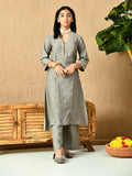 Myshka Kids Girls Calf length Embellished Kurta Set Grey Color | Grocsy