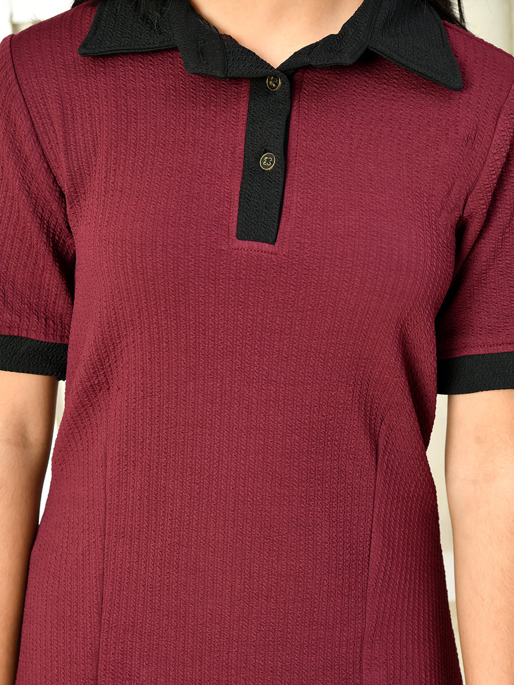 Myshka Kids Girls Self Design Maroon Dress | Grocsy