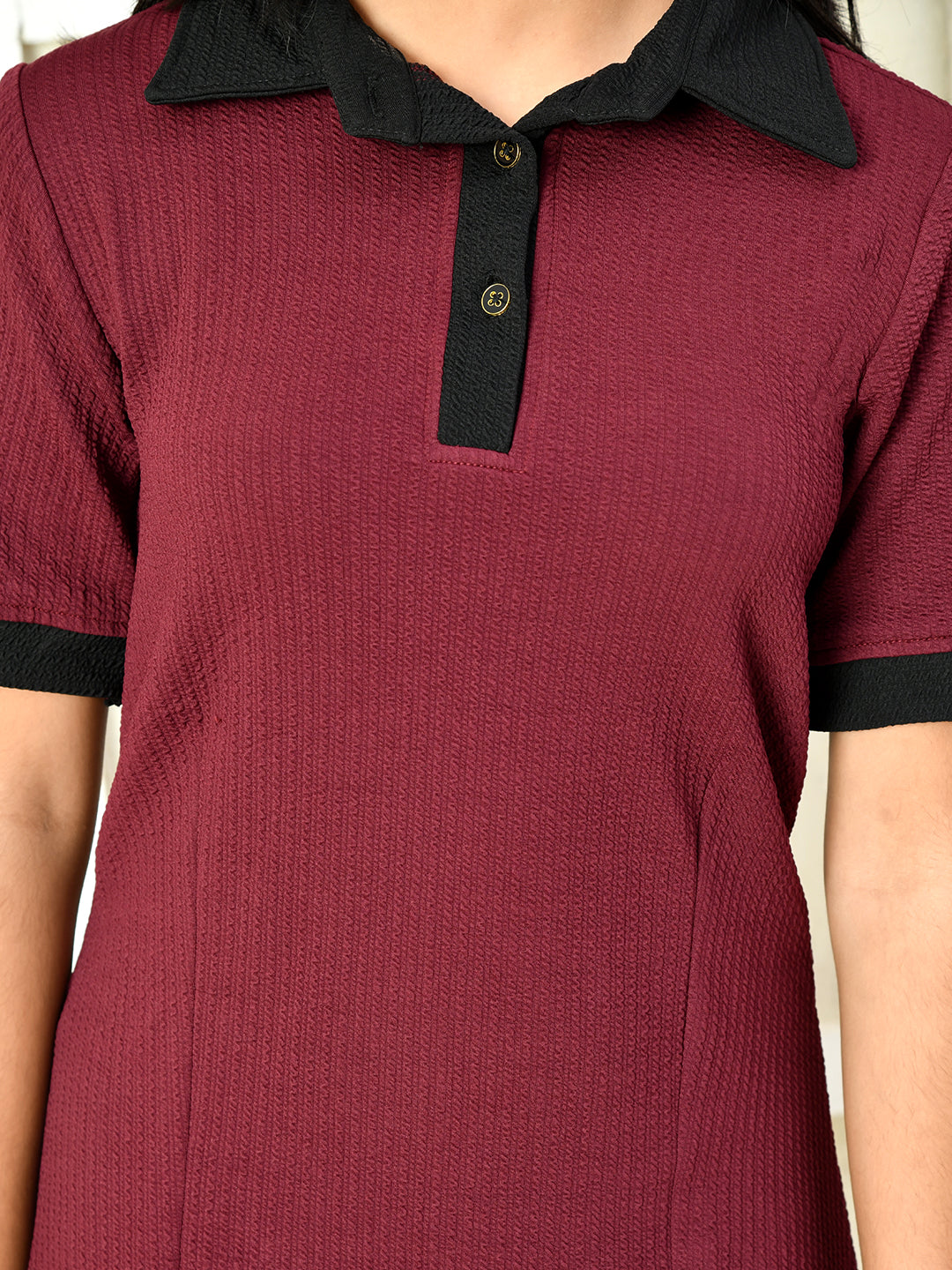 Myshka Kids Girls Self Design Maroon Dress | Grocsy
