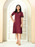 Myshka Kids Girls Self Design Maroon Dress | Grocsy