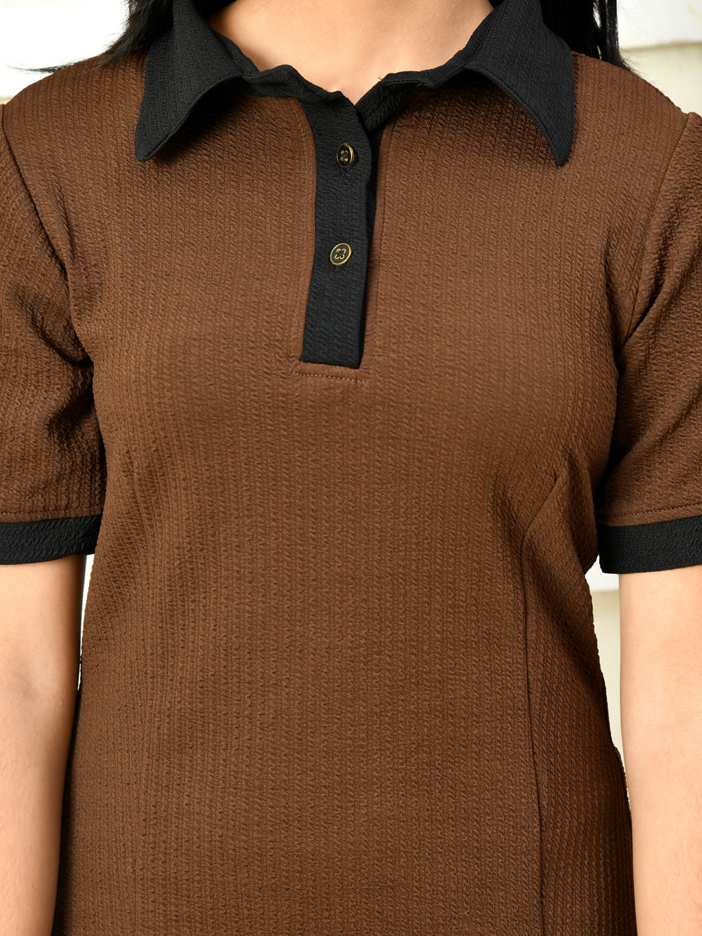 Myshka Kids Girls Self Design Brown Dress | Grocsy