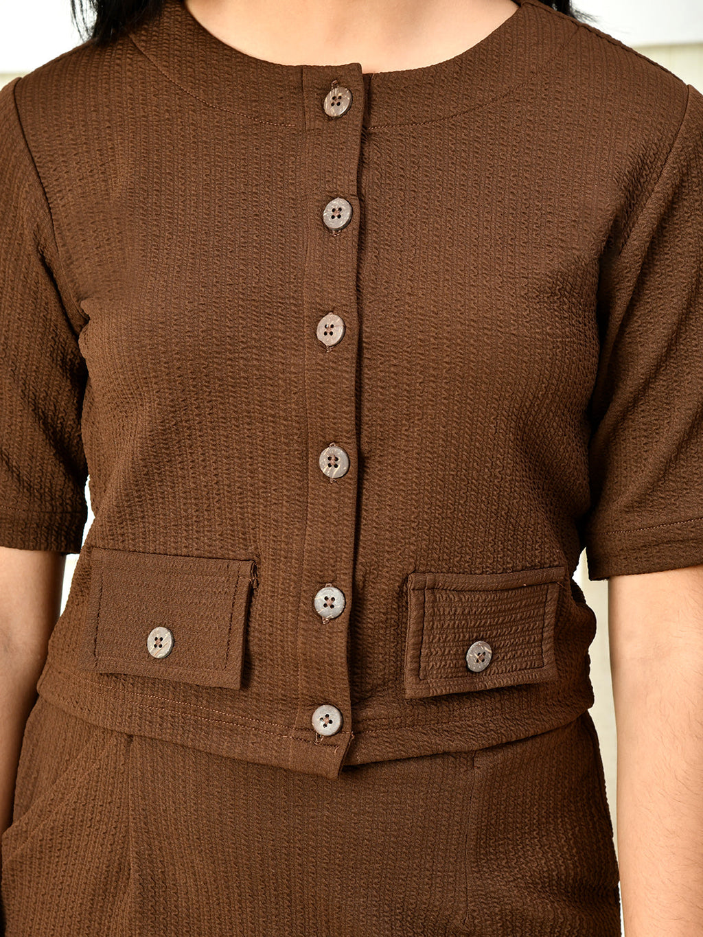 Myshka Girls Brown Solid Polyester Top With Skirt | Grocsy