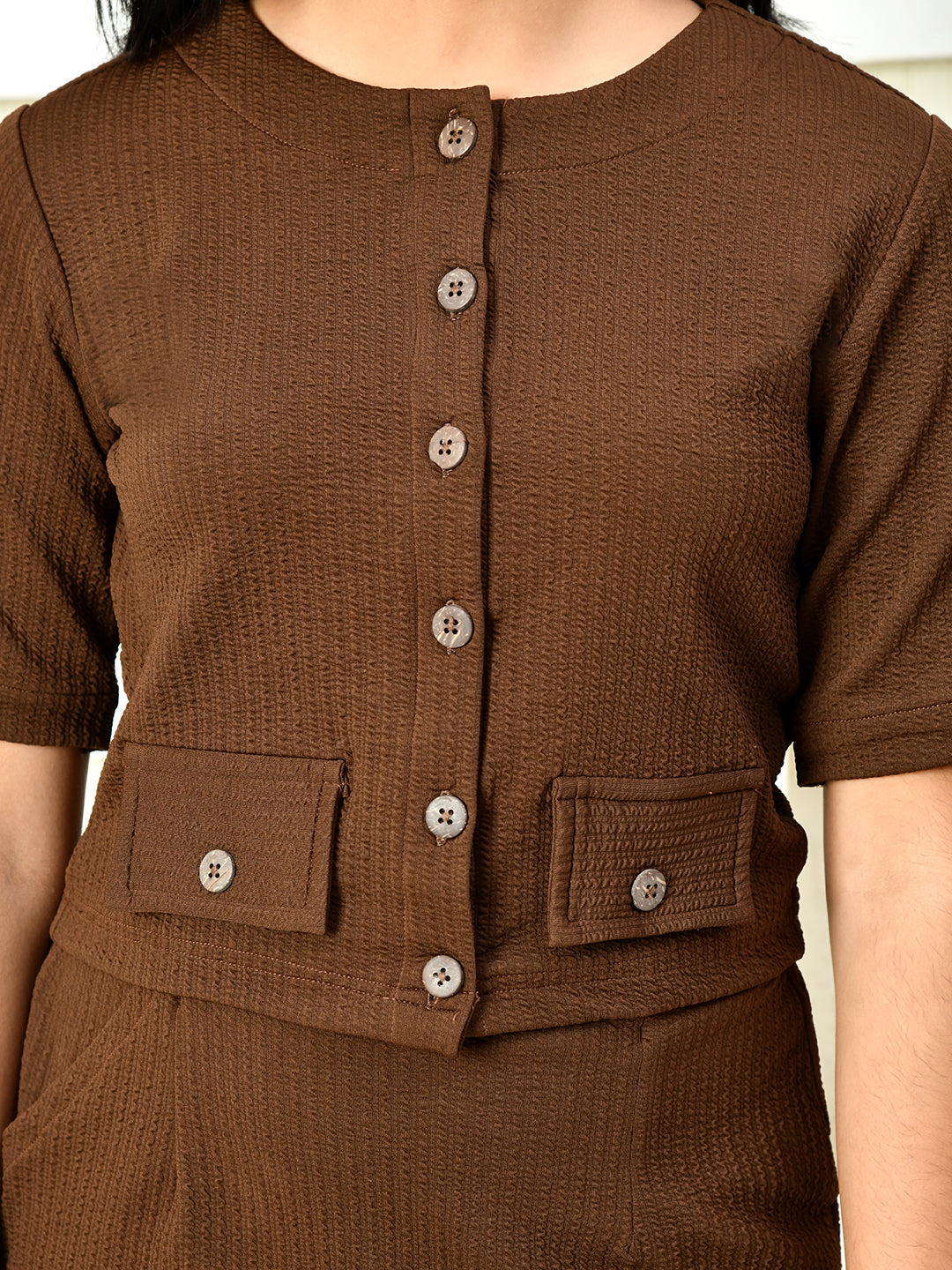 Myshka Girls Brown Solid Polyester Top With Skirt | Grocsy