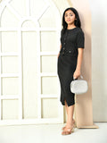 Myshka Girls Black Solid Polyester Top With Skirt | Grocsy