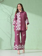 Myshka Women's Floral Embroidered Pink Tunic with Trouser | Grocsy