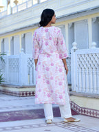 Vaasva Women's Cream Purple Linen Digital Printed Suit Set | Grocsy