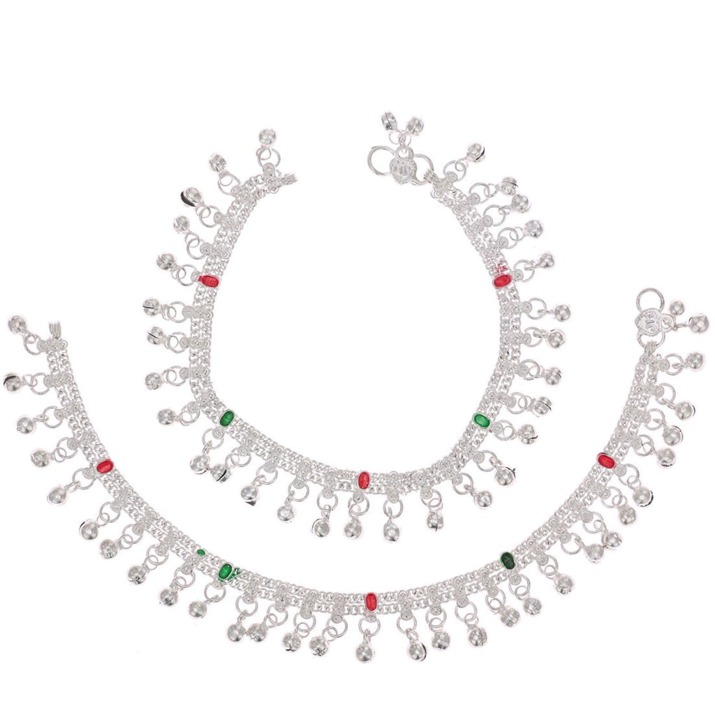 AanyaCentric Silver Plated Traditional Anklets Payal - Classic and Stylish for Women and Girls | Grocsy