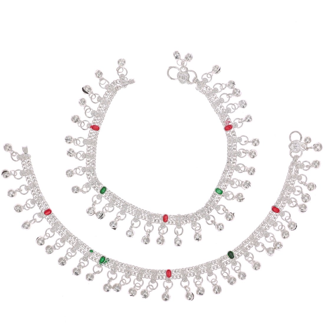 AanyaCentric Silver Plated Traditional Anklets Payal - Classic and Stylish for Women and Girls | Grocsy