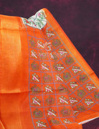 Shades of Cream And Orange Colour Blouse Patola Design Semi Chanderi Saree By Gayathri Reddy Designer Studio | Grocsy