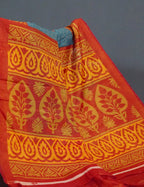 Sea Blue Colour With Tomato Red Blouse Cotton Brasso Saree By Gayathri Reddy Designer Studio | Grocsy