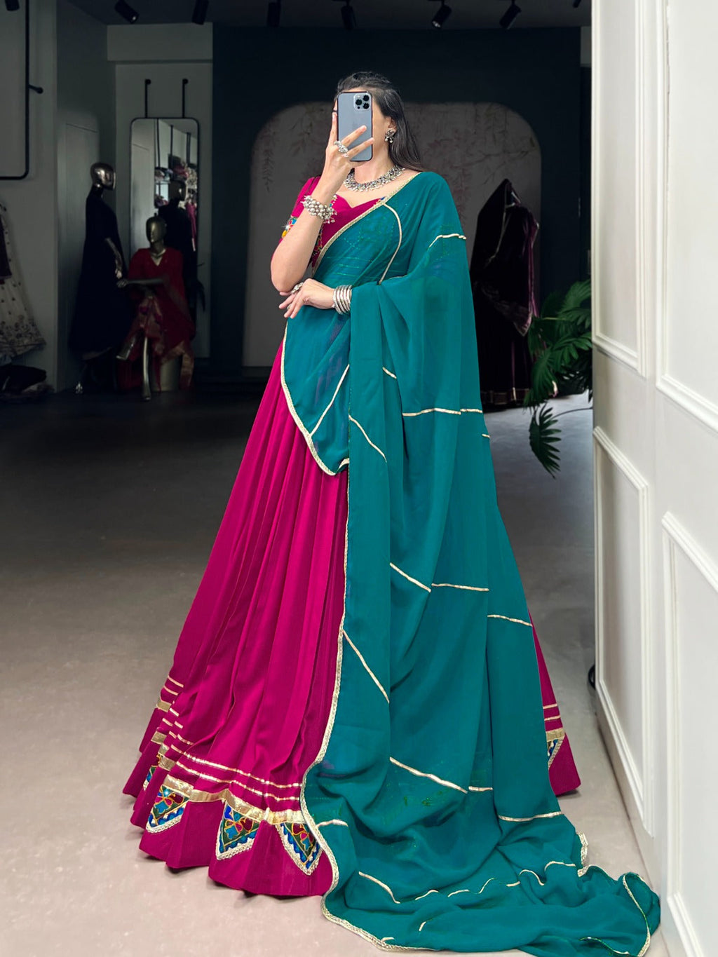 Lorenvalley Fashion Pink Pure Rayon Gamthi Work With Embossed Design And Lace Touch Up Lehenga Choli with Dupatta | Grocsy