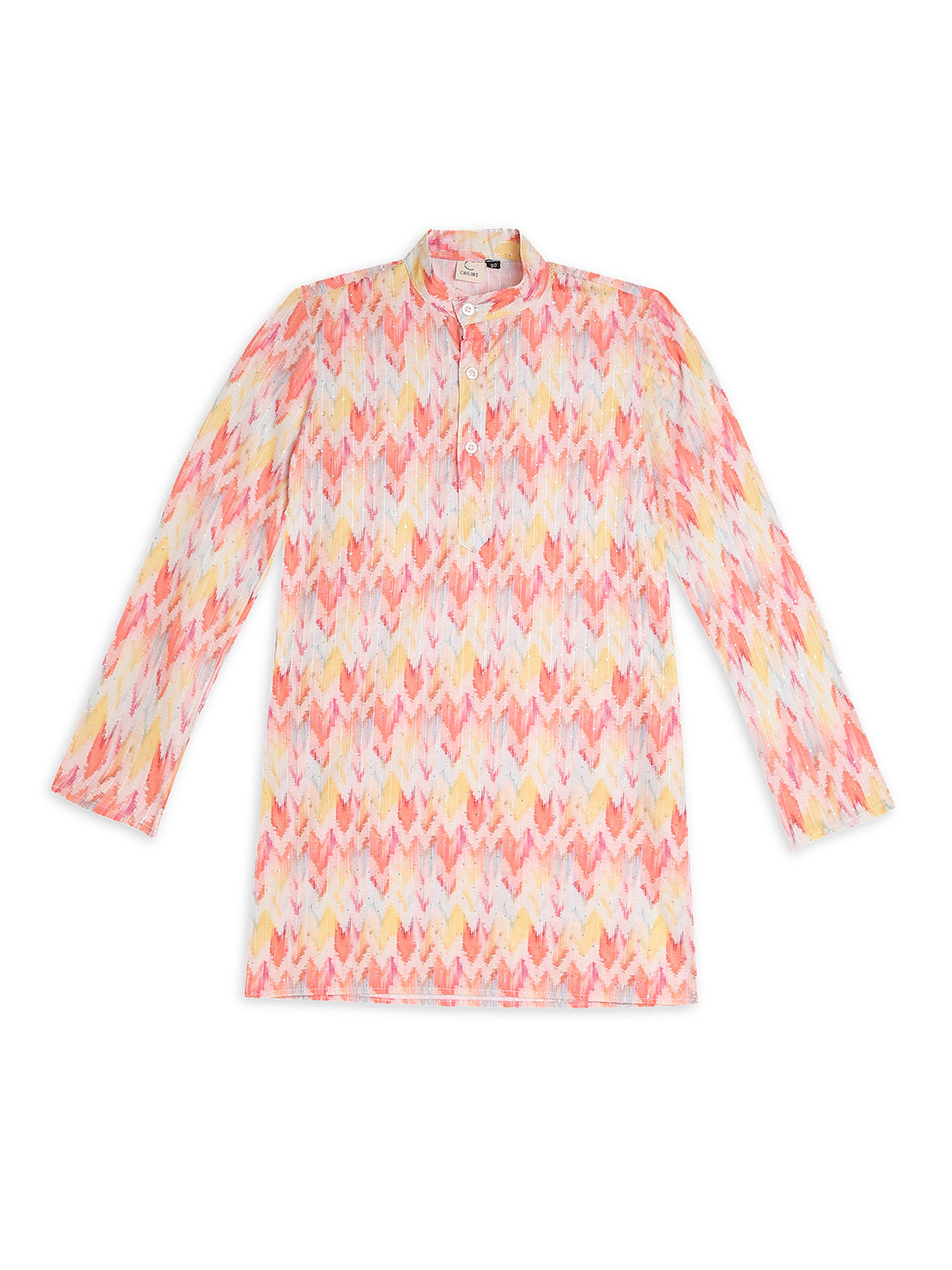 Chilins Ethnic Wear Stylish Printed Embroidery Red Kurta for Boys | Grocsy