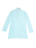 Chilins Ethnic Wear Stylish Printed Embroidery Sky blue Kurta for Boys | Grocsy
