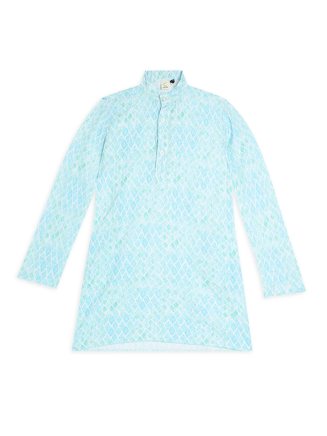 Chilins Ethnic Wear Stylish Printed Embroidery Sky blue Kurta for Boys | Grocsy