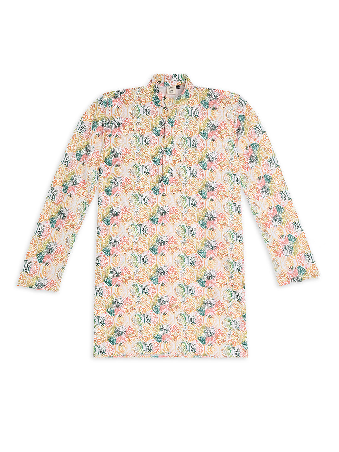Chilins Ethnic Wear Stylish Printed Embroidery Pink Kurta for Boys | Grocsy