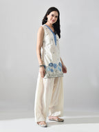 Myshka Women Off White Embroidered Short Kurta With Farsi Salwar | Grocsy