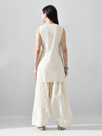 Myshka Women Off White Embroidered Short Kurta With Farsi Salwar | Grocsy