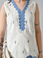 Myshka Women Off White Embroidered Short Kurta With Farsi Salwar | Grocsy