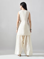 Myshka Women Off White Embroidered Short Kurta With Farsi Salwar | Grocsy