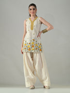 Myshka Women Off White Embroidered Short Kurta With Farsi Salwar | Grocsy