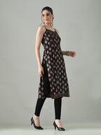 Myshka Women Off White Multicolor Thread Embroidered Sleeveless Long Kurta | Grocsy