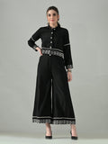 Myshka Women Black Embroidered Co-Ord Set | Grocsy