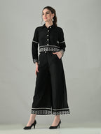 Myshka Women Black Embroidered Co-Ord Set | Grocsy