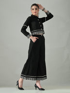 Myshka Women Black Embroidered Co-Ord Set | Grocsy