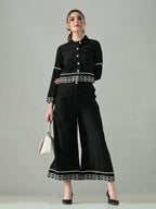 Myshka Women Black Embroidered Co-Ord Set | Grocsy