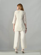 Myshka Women Off White Multicolor Thread Embroidered Co-Ord Set | Grocsy