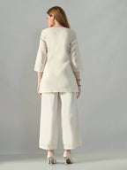 Myshka Women Off White Multicolor Thread Embroidered Co-Ord Set | Grocsy