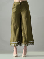 Myshka Women Olive Green Embroidered Co-Ord Set | Grocsy