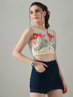 Myshka Women Off White Multicolor Thread Embroidered Saree Blouse | Grocsy