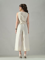 Myshka Women Off White Multicolor Thread Embroidered Waistcoat | Grocsy