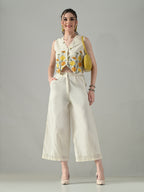 Myshka Women Off White Multicolor Thread Embroidered Waistcoat | Grocsy