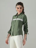 Myshka Women Green Lace Embellished Shirt | Grocsy