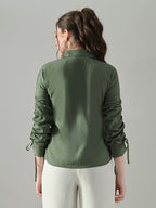 Myshka Women Green Lace Embellished Shirt | Grocsy