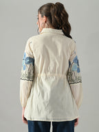Myshka Women Off White Multicolor Thread Embroidered Shirt | Grocsy