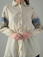Myshka Women Off White Multicolor Thread Embroidered Shirt | Grocsy