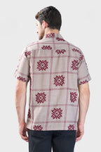 Xkind Light Maroon Embroidered Releaxed Fit Shirt | Grocsy