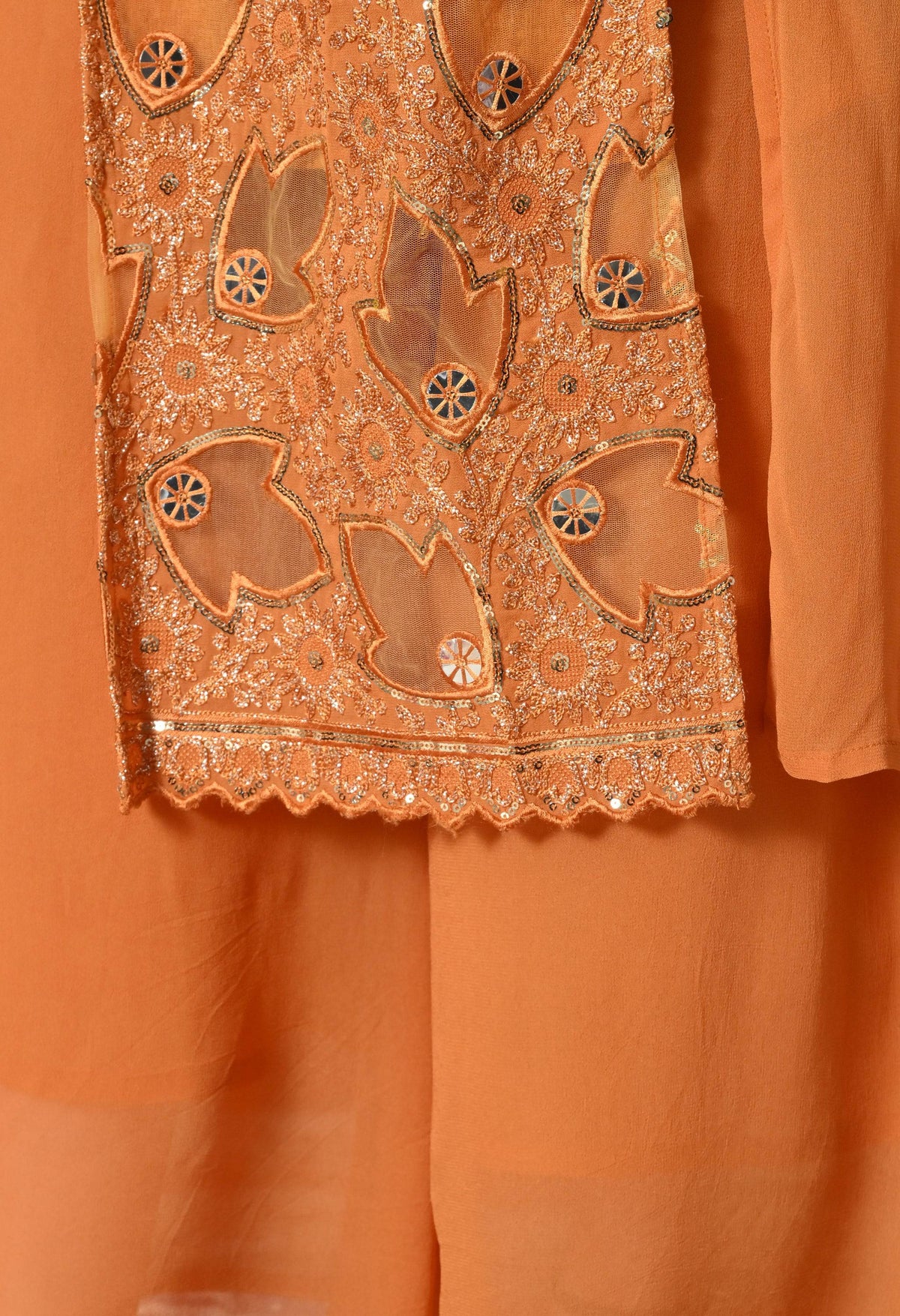 Myshka Women Fanta Embroidered Sleeveless High Slit Kurta Set Festive Wear | Grocsy