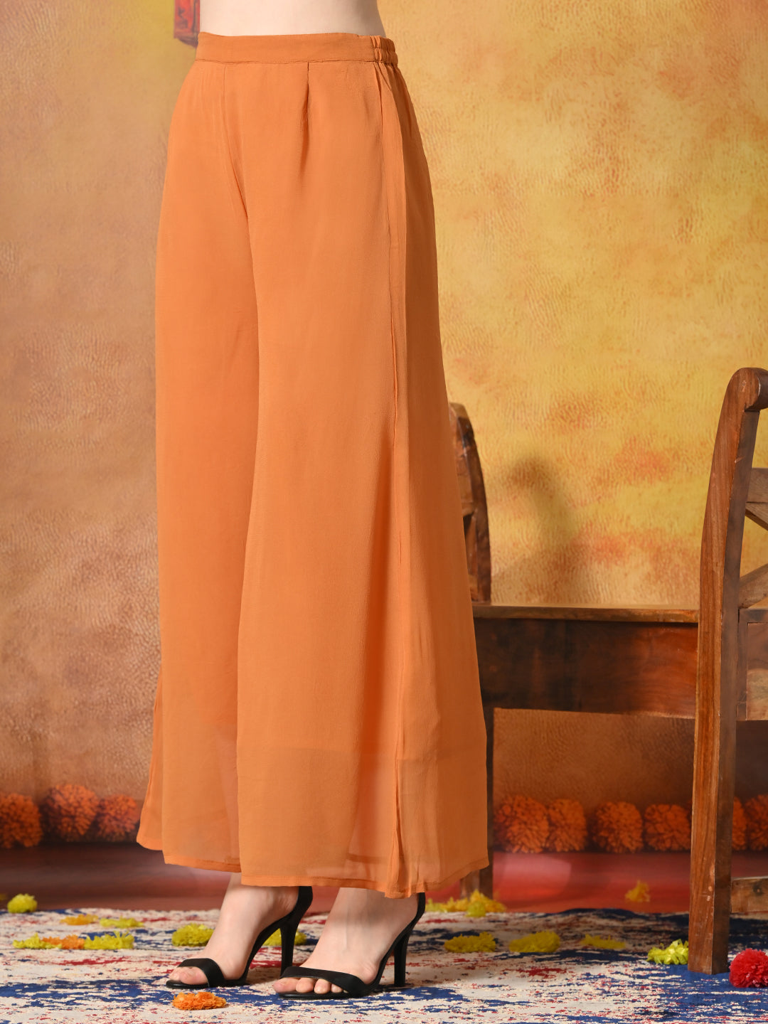 Myshka Women Fanta Embroidered Sleeveless High Slit Kurta Set Festive Wear | Grocsy