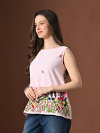 Myshka Women Poly Cotton Sleeveless Multicolor Thread Embroidered Pattern | Grocsy
