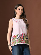 Myshka Women Poly Cotton Sleeveless Multicolor Thread Embroidered Pattern | Grocsy