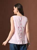 Myshka Women Poly Cotton Sleeveless Multicolor Thread Embroidered Pattern | Grocsy