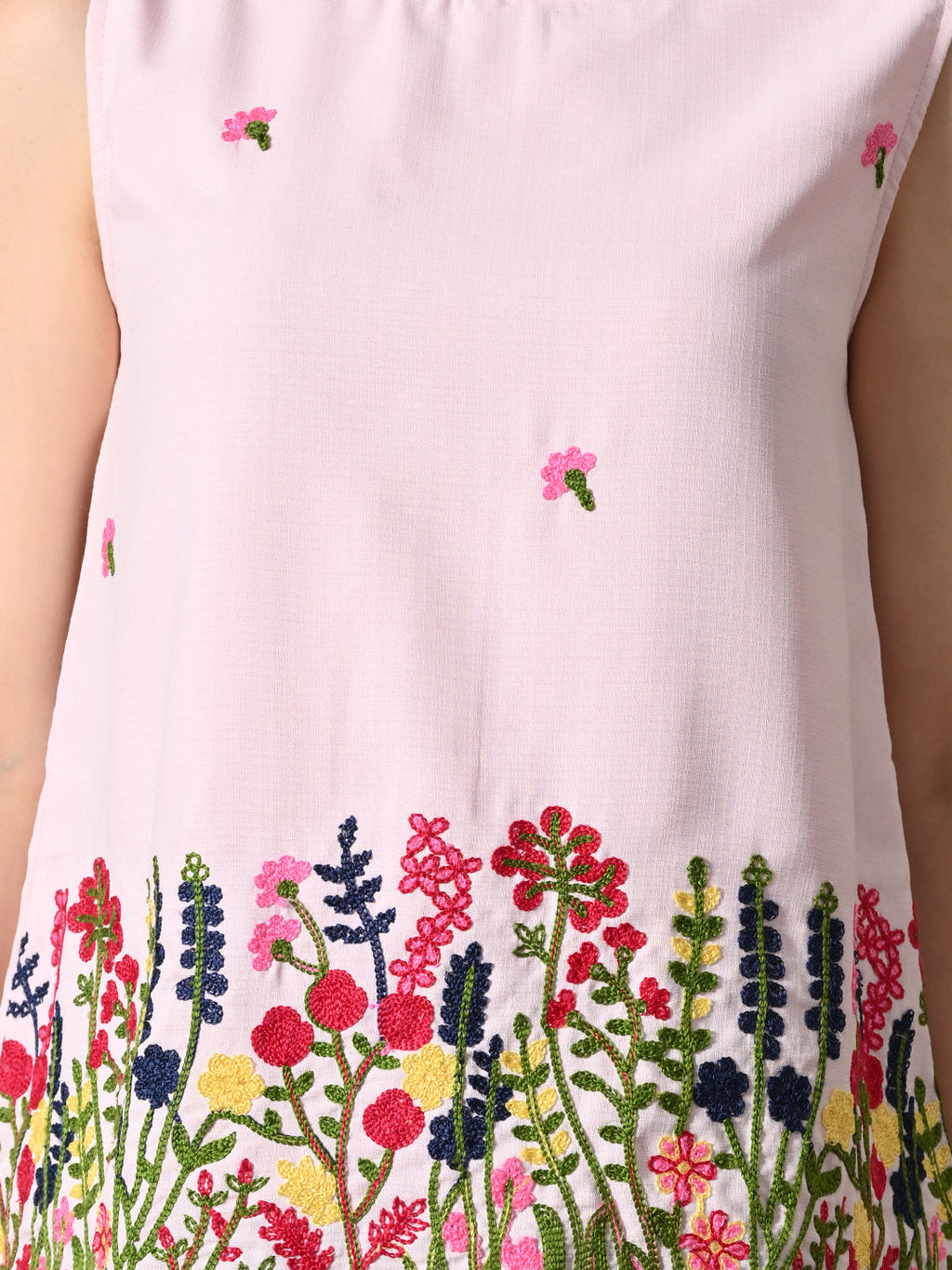 Myshka Women Poly Cotton Sleeveless Multicolor Thread Embroidered Pattern | Grocsy
